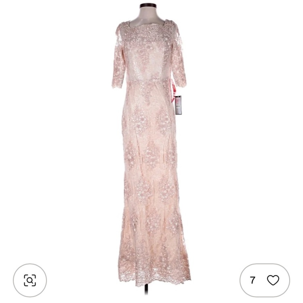 Tahari ASL Blush Pink Lace Maxi Gown size 6 NWT